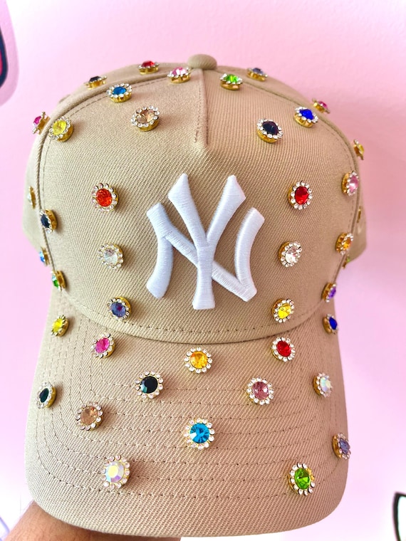 Colorful Gem-Embellished Woman\'s NewEra Snapback Custom Bling NY Hat – Black Snapback With Multicolored  main image 3