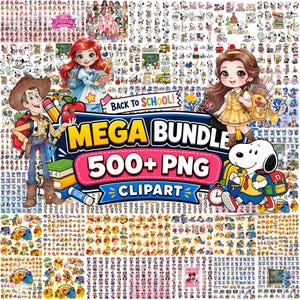 500+ Cartoon Back to School PNG Bundle, Cute School Characters Digital Download, Printable Clipart Collection