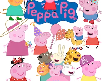 100+ Peppa Pig PNG Bundle | Cute Pink Cartoon Pig Clipart | Adorable Pig Character Sublimation Design | Kids Party Shirt PNG