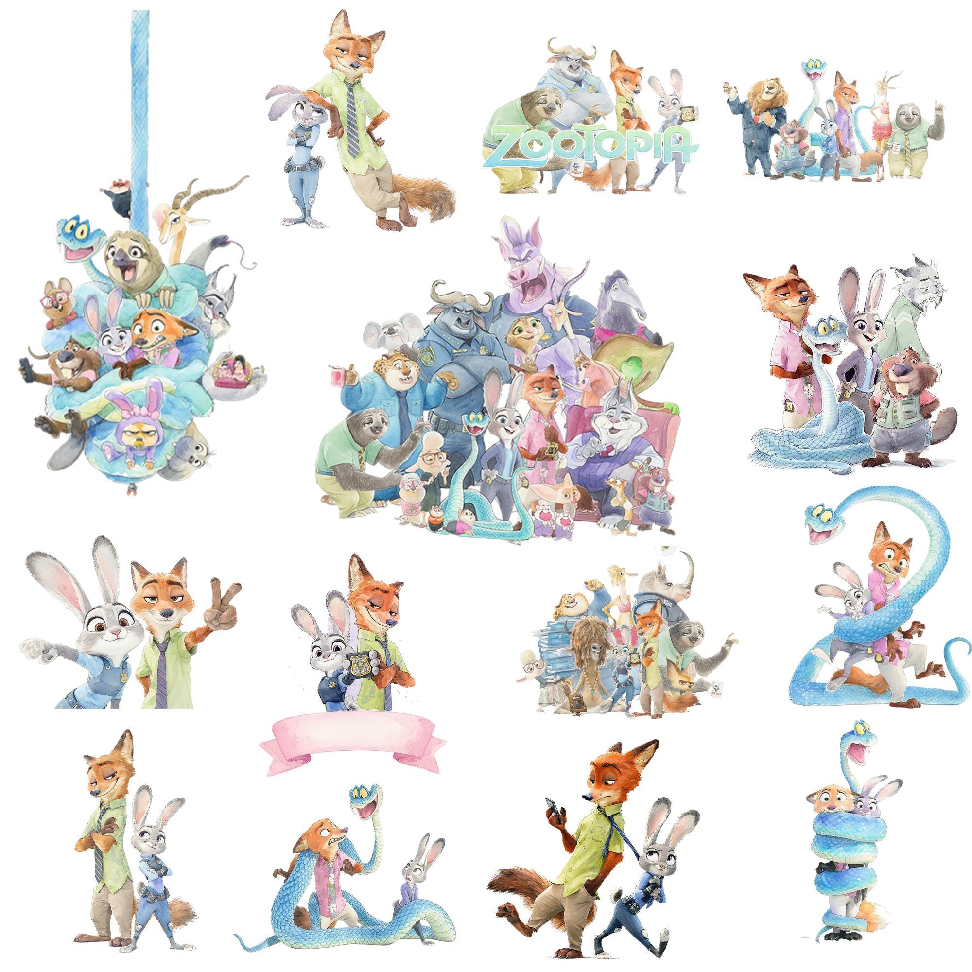200+ Zootopia 2 Watercolor PNG Clipart Bundle, Zootopia 2 PNG Cartoon ...