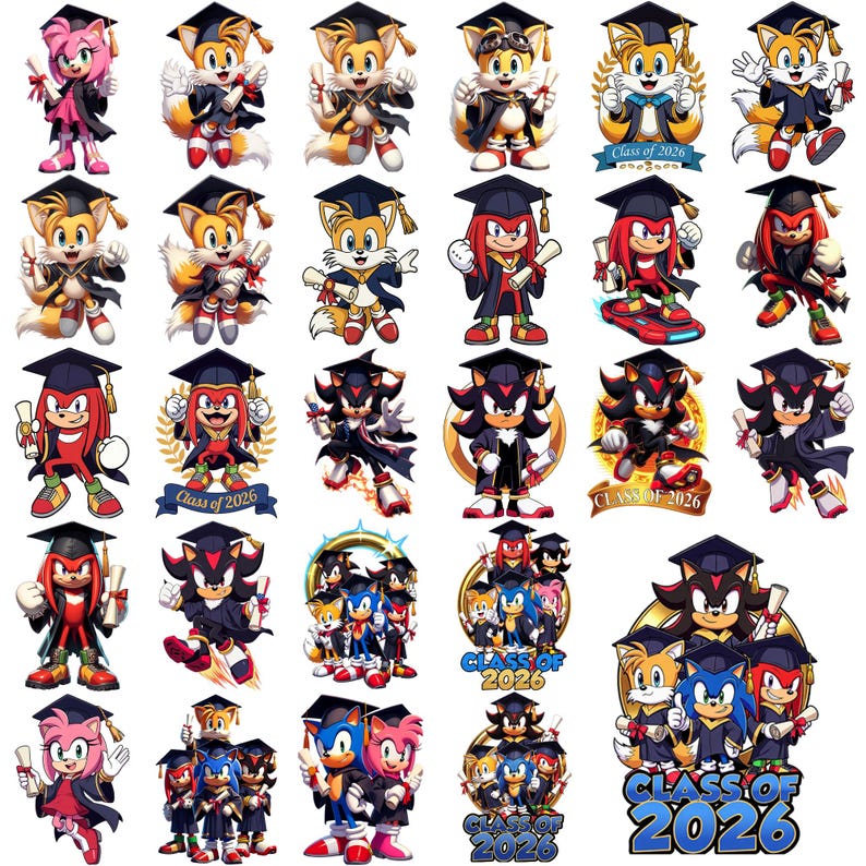 60+ Sonic Graduation PNG: Cartoon Hedgehog Clipart - Etsy