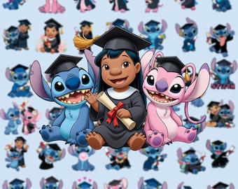 Stitch-Abschluss-PNG-Bundle: Jahrgang 2025 - 2026 - 2027 (Digitaler Download)