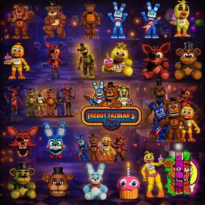 Five Nights at Freddys PNG Bundle, Five Nights at Freddys Cake Topper, Fnaf Birthday Party Designs, Freddy's Clipart , Digital Download