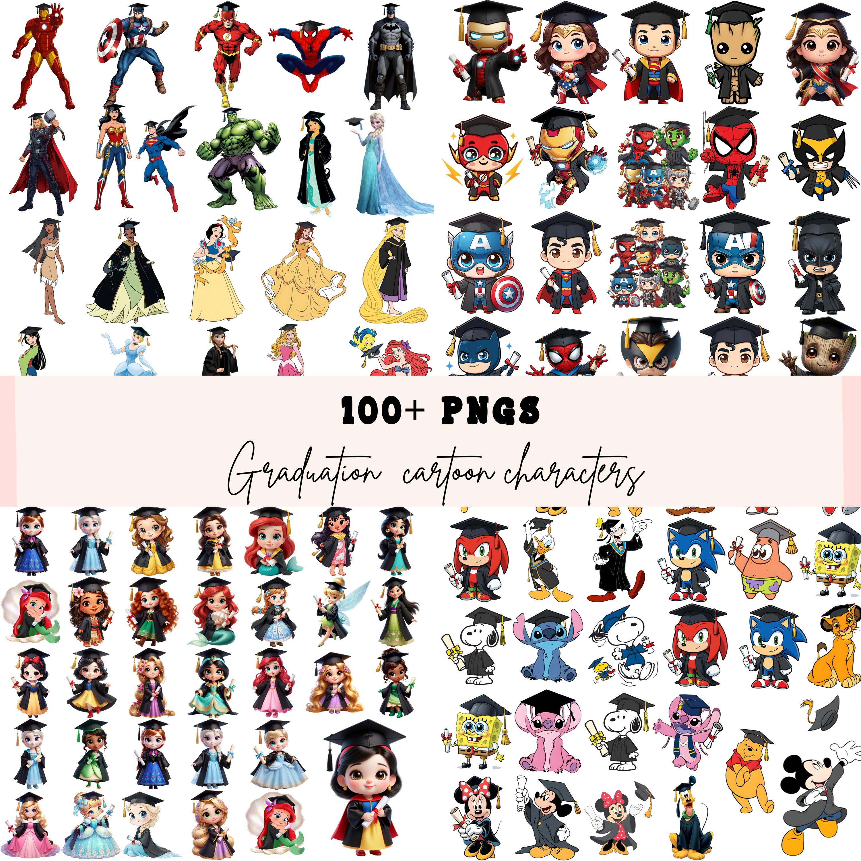 100+graduation Cartoon Characters PNG Clipart Bundle - Etsy