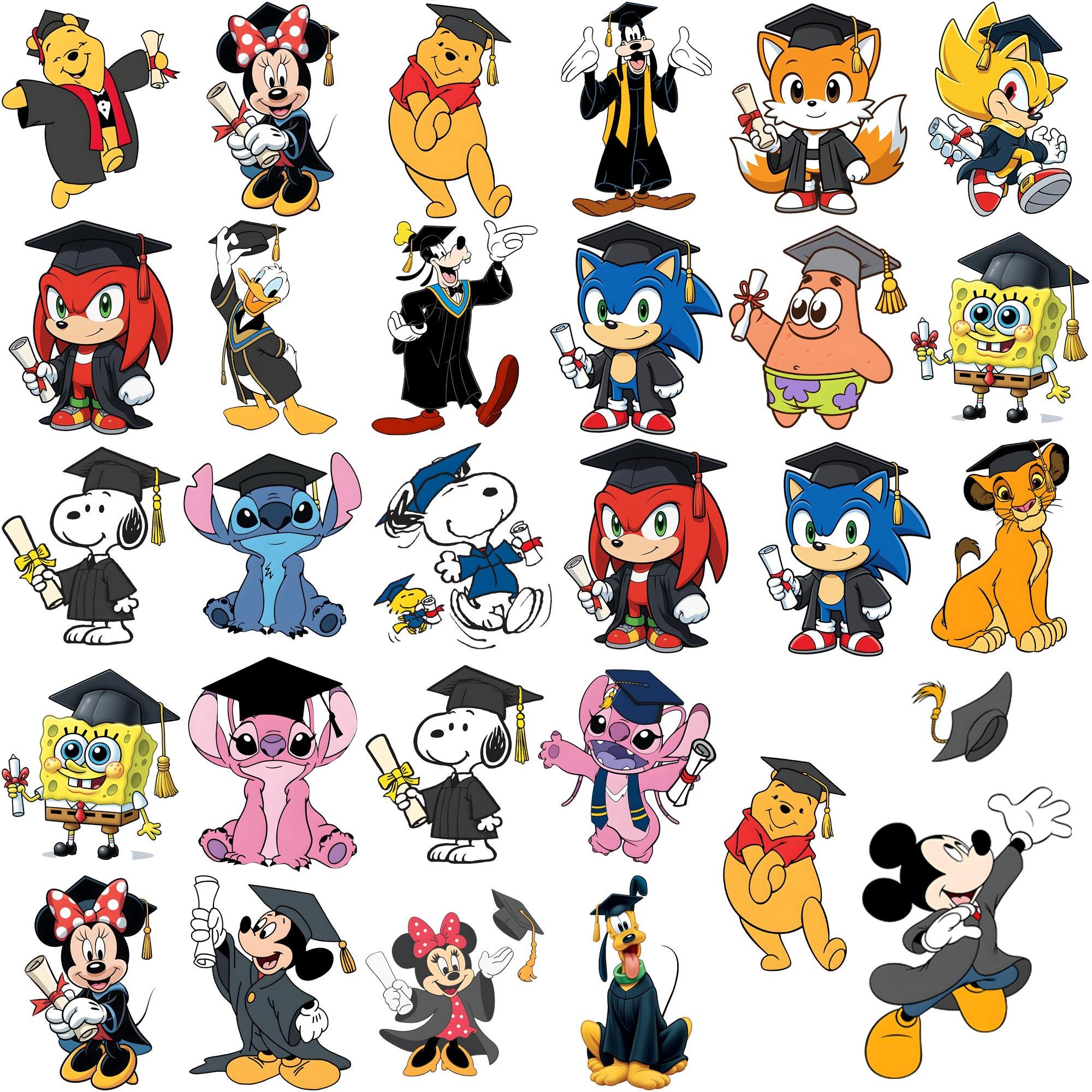 100+graduation Cartoon Characters PNG Clipart Bundle - Etsy