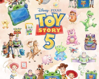 Großes Paket mit über 130 PNG-Dateien, Toy Story 5-Charaktere Mega-Pack (PNG), Woody, Buzz und Jessie (digitale Cliparts), „You've Got a Friend in Me“, Sofort-Download
