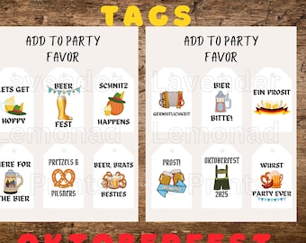 Oktoberfest Party Favor Tags | Oktoberfest Party | Oktoberfest gifts | Printable Tags | Octoberfest | Oktoberfest | Beer Fest | Prost