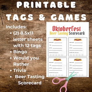 Oktoberfest Bundle |Oktoberfest Games & Tags | Oktoberfest Party | Octoberfest | Oktoberfest | Beer Fest | Prost | Printable Games and Tags