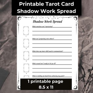 Shadow Work Tarot Spread | Shadow Work | Tarot pdf | Tarot Spread | Grimoire Pages | |Tarot Template | Witchy Journal | Self Discovery Tarot