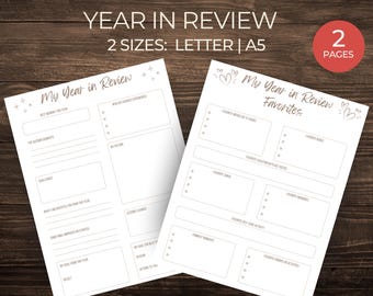 Year in Review Printable | End of Year Review | New Years Printable | Yearly Tracker | New Year 2026 | Yearly Reflection | New Year Activity