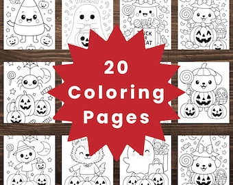 Kawaii Halloween Coloring Pages for kids | Spooky Kawaii | Halloween Printable Coloring Book | Downloadable Coloring Book | Cute Kawaii