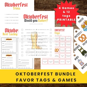 Oktoberfest Bundle |Oktoberfest Games & Tags | Oktoberfest Party | Octoberfest | Oktoberfest | Beer Fest | Prost | Printable Games and Tags