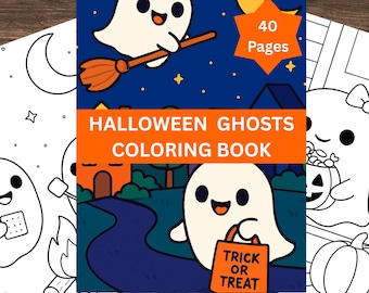 Pagine da colorare di Halloween per bambini / Libro da colorare di fantasmi di Halloween stampabile / Pagine da colorare autunnali / Libro da colorare scaricabile / Fantasma carino
