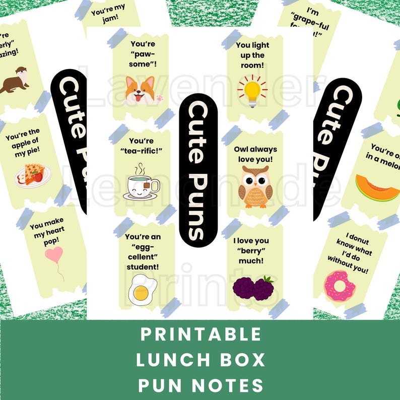Printable Lunch Box Pun Notes for Kids | Puns for Kids | Kids Jokes ...
