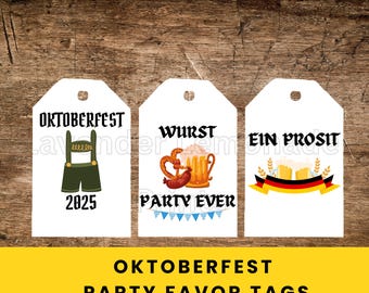Oktoberfest Party Favor Tags | Oktoberfest Party | Oktoberfest gifts | Printable Tags | Octoberfest | Oktoberfest | Beer Fest | Prost