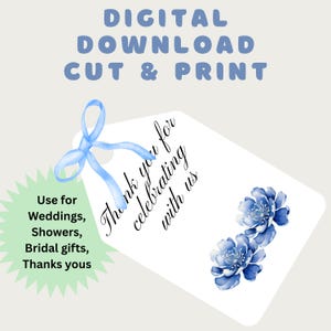 Chinoiserie Tags | Bridal Shower Favor Tags | Thank you Tags | Gift Tags | Chinoiserie Prints | Wedding Favours| Printable Tags | Dusty Blue