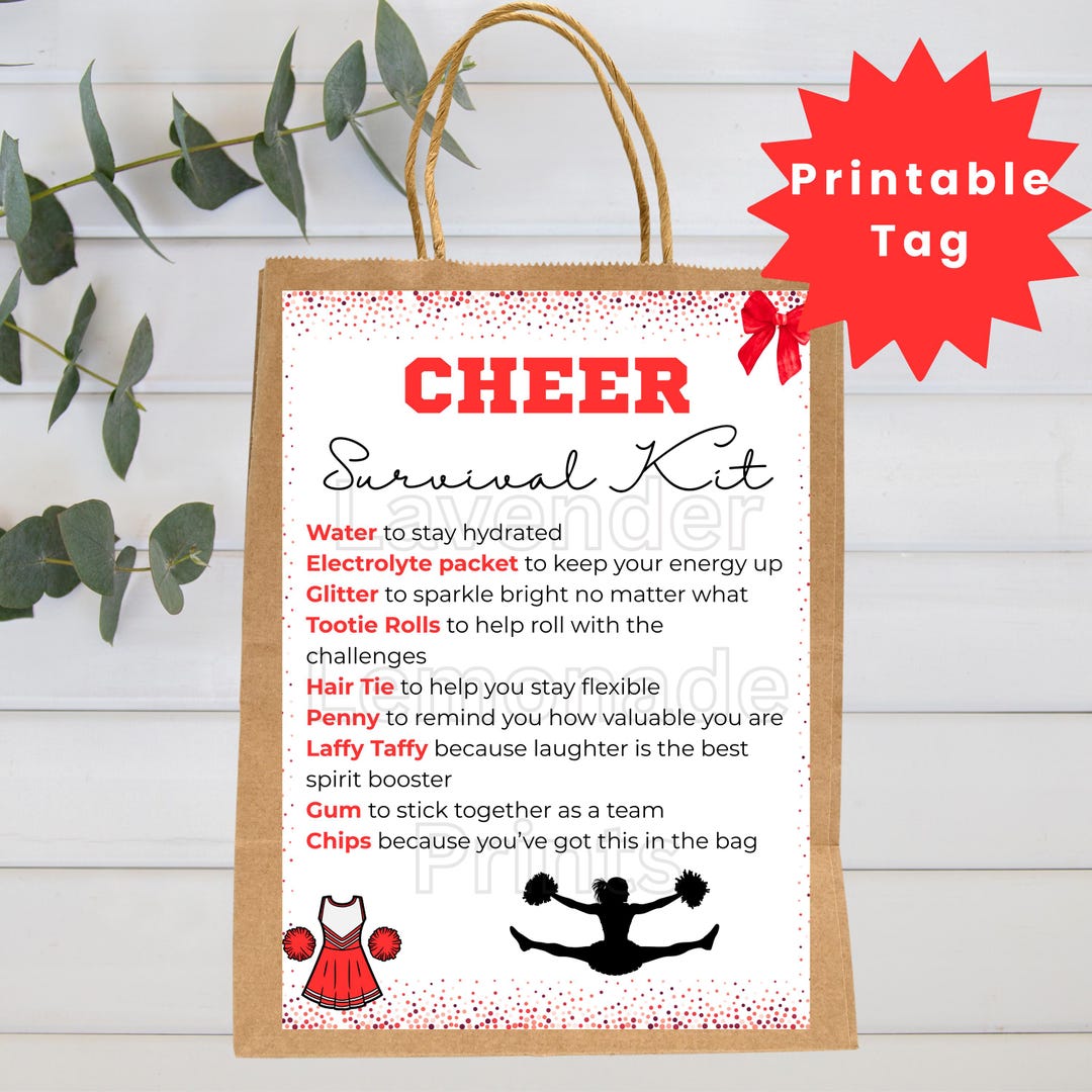 Printable Cheer Survival Kit Tag – Candy Survival Kit Gift Idea for ...