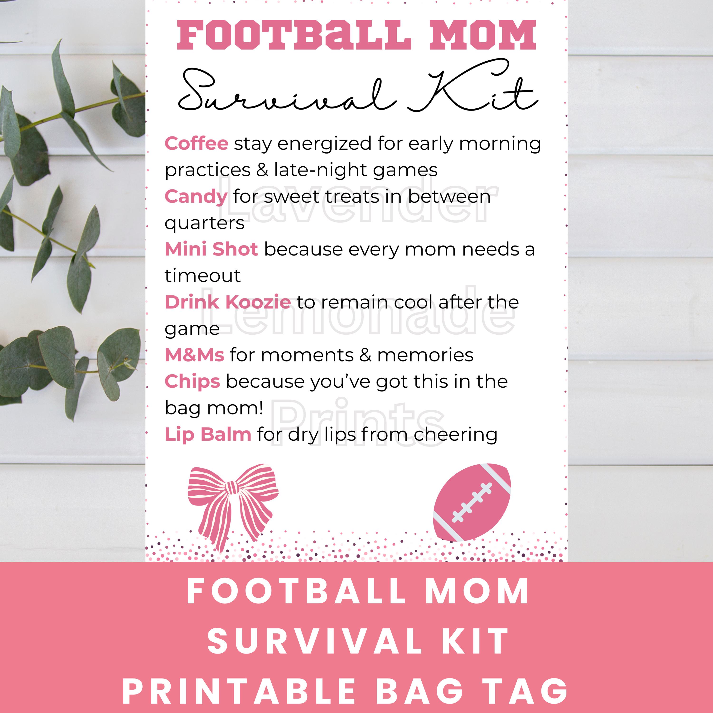 Football Mom Gift | Survival Kit Tag | Printable Tag for Bag | Football ...