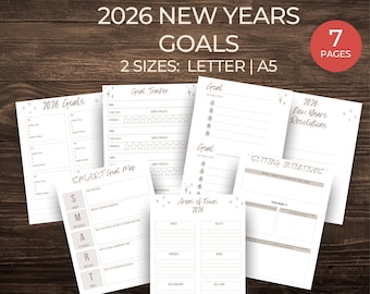Objectifs 2026 | Modèle à imprimer pour le Nouvel An | Fixer des objectifs | Résolutions du Nouvel An | Nouvel An 2026 | Définir ses intentions | Suivi annuel des objectifs