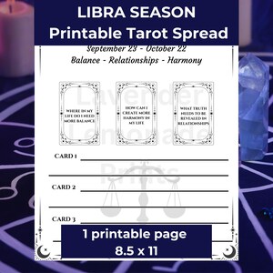 Waage Tarot Legung | Tarot-Karte | Waage Saison | Grimoire Seiten | Astrologie-Tarot-Spread | Sternzeichen Tarot Legung |Tarot Vorlage | Waage