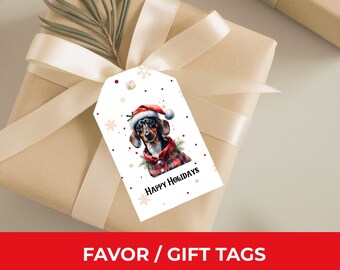 Dachshund Gift Tag | Dachshund Christmas Printable Tags | Dog Holiday Card | Printable Holiday Gift Tag | Wiener Dog Gifts | Dachshund