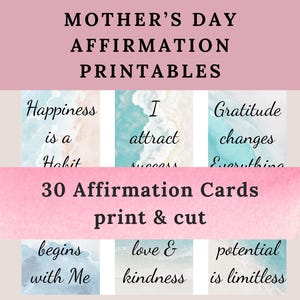 Affermazioni per la festa della mamma / Biglietti di affermazione quotidiana / Regalo per la festa della mamma dai bambini / Stampabile per la festa della mamma / Tutto sulla mamma / Regalo per lei