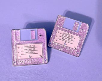 Retro Webcore Nostalgie Diskette Glitzer Soft Enamel Pin