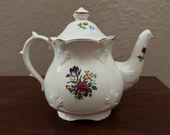 Vintage Price Kensington Floral Teapot Made in England, Embossed Ceramic Tea Pot, English Cottage Kitchen Decor