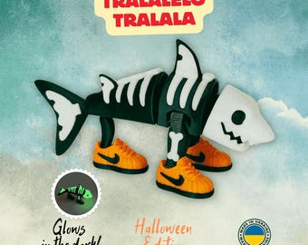 Tralalelo Tralala – Halloween Edition | Glows in the Dark | Eco-Friendly 3D Printed Collectible | Articulated Brainrot Italian Meme Shark
