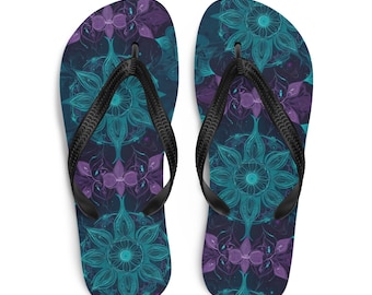 Purple Teal Dark Star Flip-Flops