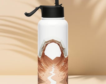 Origami Arch Edelstahl Trinkflasche mit Strohdeckel