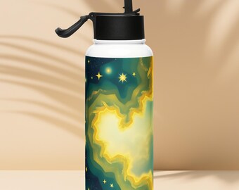 Origami Space Edelstahl Trinkflasche mit Strohdeckel