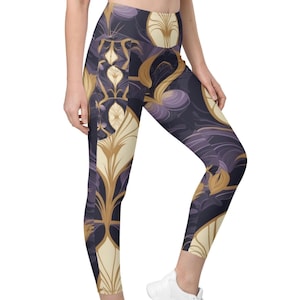 Purple Leaf Leggings with pockets