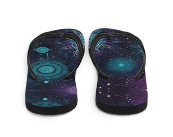 Purple Teal Star Shine Flip-Flops