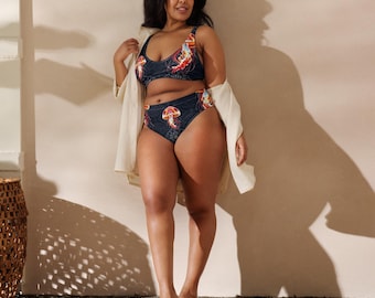 Kwallen Amberpaarse bikini met hoge taille