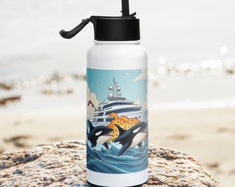 Orca Eat the Rich 2 Stainless steel water bottle with a straw lid