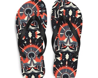 Brutalist Pyramid Grey white Red Flip-Flops