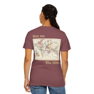 Adventure Map T-shirt, Travel Inspired Tee, Unisex Garment-Dyed T-shirt, Perfect for Travel Lovers, Great Gift for Adventurers
