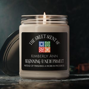 Quilting Sewing Project Personalized Candle, Custom Crafter Gift, Funny Unique Gift for Sewer, Sewciopath Present, Gift Quilting Lover