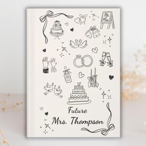 パーソナライズされたFuture Mrs.ウェディングプランニングジャーナル、ウェディング記念品、カスタムネームギフト、花嫁になる彼女へのハードカバーノートブック婚約ギフト