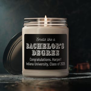 Personalisierte Gerüche nach Bachelor-Abschluss-Kerze, Abschluss-Geschenkkerze, personalisierte Kerze für bestandene Abschlussfeier, Bachelor-Abschluss-Feier