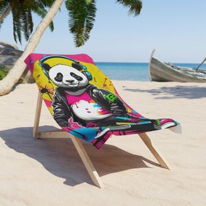 Cool Panda Beach Towel, Vibrant Towel for Summer, Fun Poolside Accessory, Unique Gift for Beach Lovers, Colorful Summer Decor