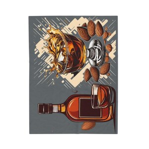 Whiskey Lovers Velveteen pluche deken, gezellig plaid voor thuisbar, perfect cadeau voor mannen, ontspanning, stijlvol interieur