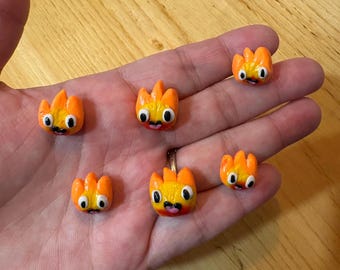 Calcifer Inspired Polymer Clay Magnet Set, from Howl's Moving Castle Fire (Set of 3)