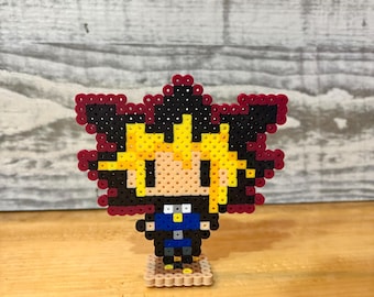 Handmade Yugi Standing Perler Bead Figurine/ Display. Yu-gi-oh and Pixel Art Inspired.
