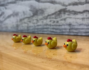 Handmade Polymer Clay Miniature Chicken Figurine (Corn Yellow Variation).
