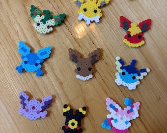 Handmade Perler Bead Eeveelution Magnets. Pokémon Inspired.