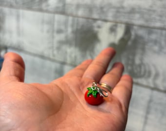 Handmade Polymer Clay Tomato Clip on Mini Charm.