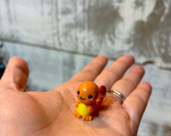 Handmade Miniature Polymer Clay Charmander Figurine. Pokémon Inspired.