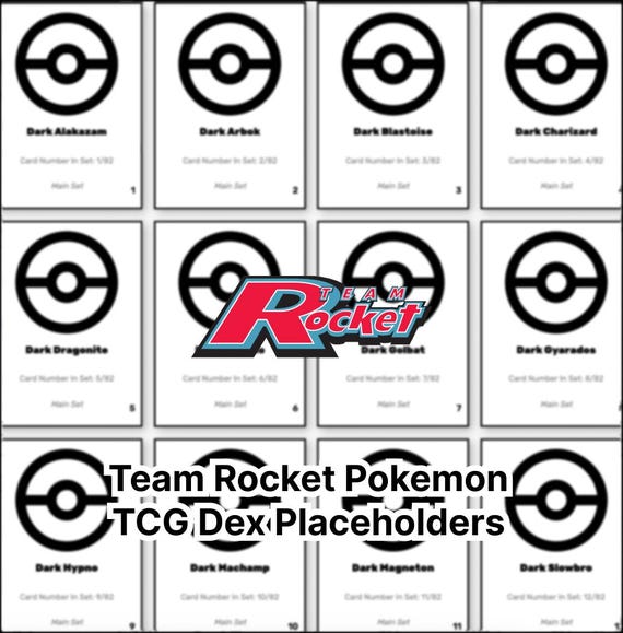 Team Rocket Pokmon Binder Placeholder  Plain Set  Digital Download - Etsy